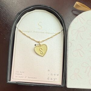 A New Day Gold Initial Heart Necklace